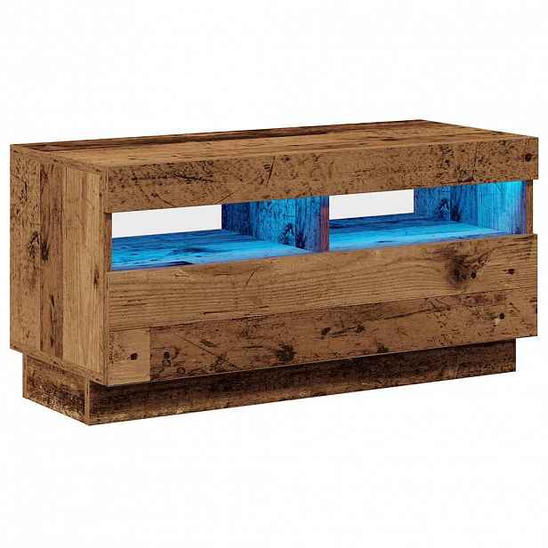 vidaXL TV stolek s LED old wood 80 x 35 x 40 cm kompozitní dřevo