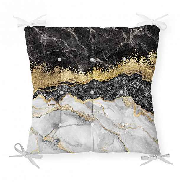 Podsedák na židli Minimalist Cushion Covers Black Gold Marble, 40 x 40 cm