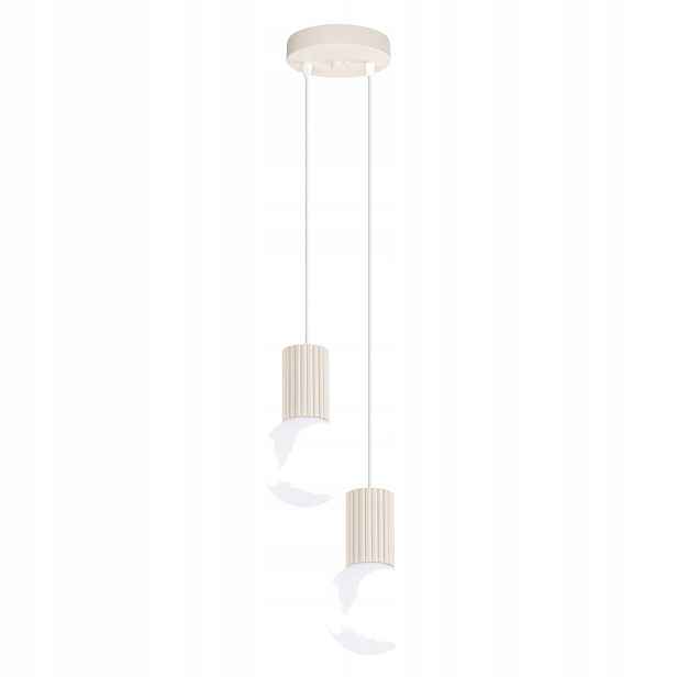 Sollux Lighting závěsná lampa Halo béžová rýhovaná 2xG9 8W skleněné koule