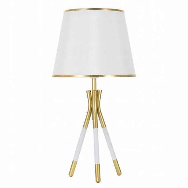 Stolní Lampička Na Trojnožce Lampička Bílá Kovová Zlaté Dekory 57 cm