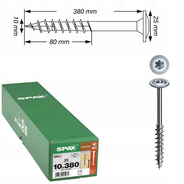 Univerzální vruty Wirox pro dřevěné konstrukce Spax 10 x 380 mm 25 ks