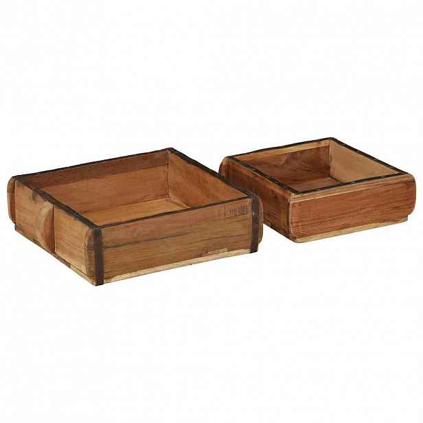 vidaXL Podnos 2 ks Hnědá 29 x 31 x 10 cm Masivní obnovované dřevo