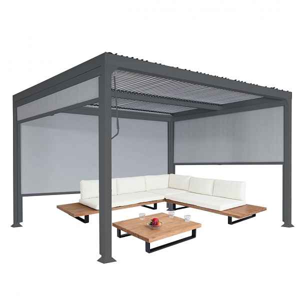 Bioklimatická pergola HWC-L41 3x3 se 3 bočními stěnami