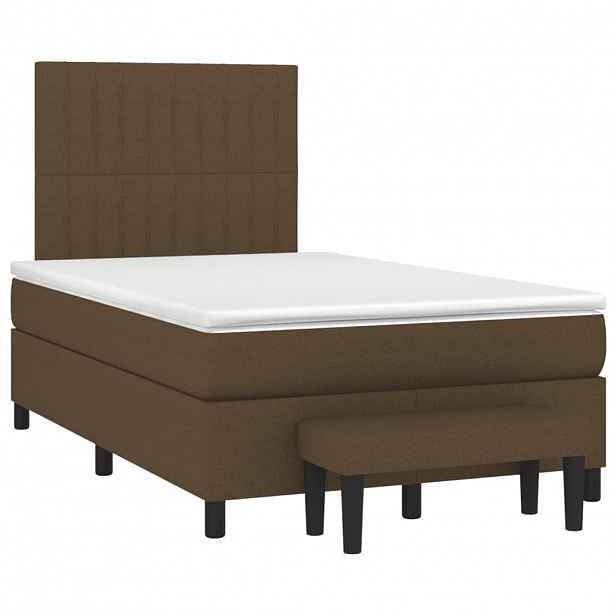 vidaXL Box spring postel s matrací tmavě hnědá 120x190 cm textil