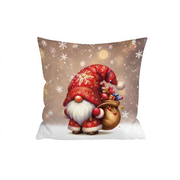 3D povlak na polštář z mikrovlákna SANTA GNOME 45x45 cm, červený