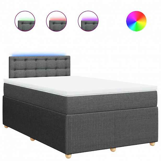 vidaXL Box spring postel s matrací tmavě šedá 120x190 cm textil