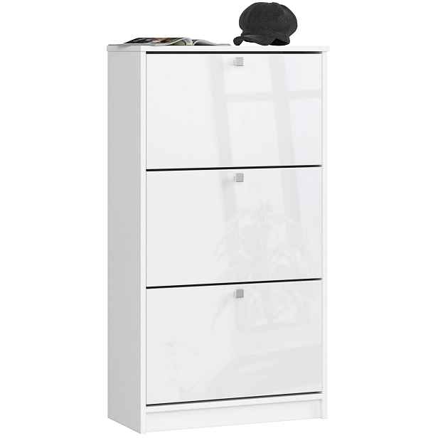 Ak furniture Botník Marienne 60 cm - 3 dvířka bílý lesk