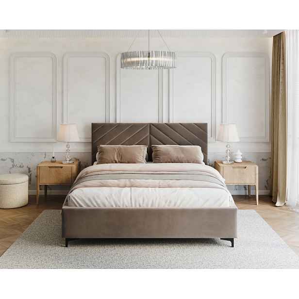 FDM Čalouněná postel Elegante se zvedacím roštem Paris šedo-hnědá, velikost 90x200
