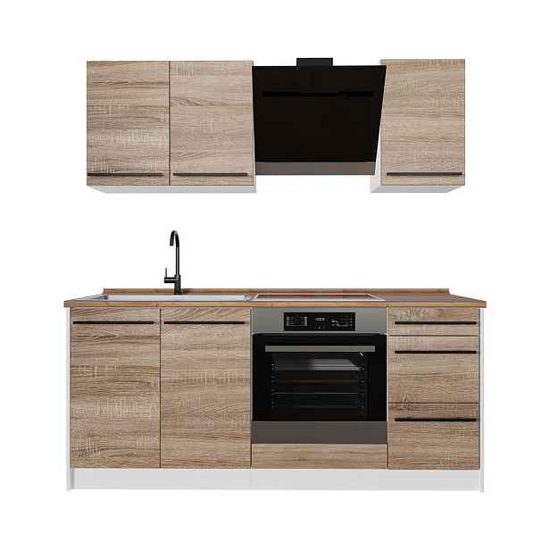 Vicco JEDNOTKOVÁ KUCHYNĚ R-Line, Sonoma/Bílá, 180 cm, PD Dub