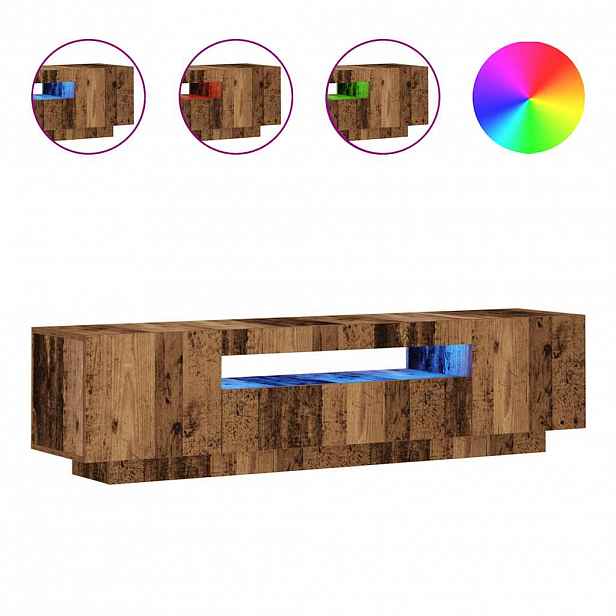 vidaXL TV stolek s LED old wood 160 x 35 x 40 cm kompozitní dřevo