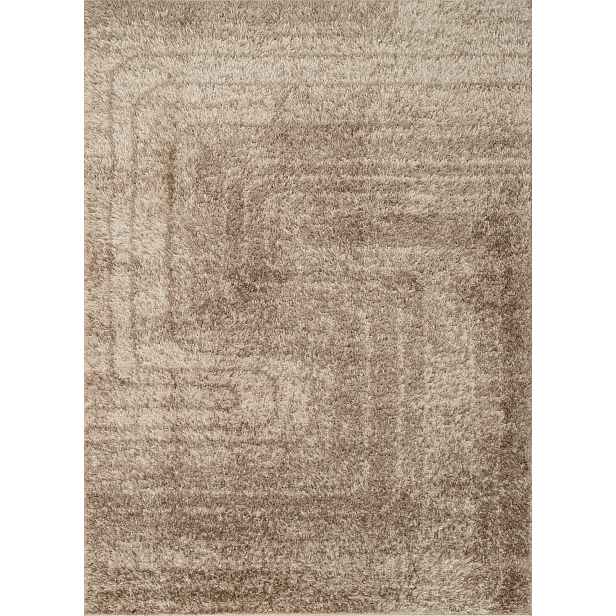 Béžový tlustý koberec typu shaggy do obývacího pokoje nebo ložnice, 120 x 160 cm