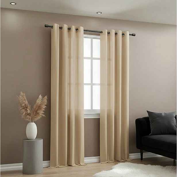 Dekorační závěs EASY TOP béžová s kroužky 140x250 cm