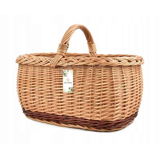 Proutěný koš na zavazadla s nízkou rukojetí Na Nákupy houby Zelenina 45 cm
