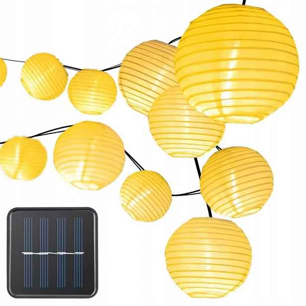 Solární Girlanda Zahradní Solární Lampy Papírové Lucerny 30 Led 6 M
