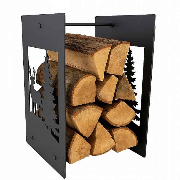 Stojan na krbové dřevo Kovový zimní s motivem zimy Velký 71 cm Loft