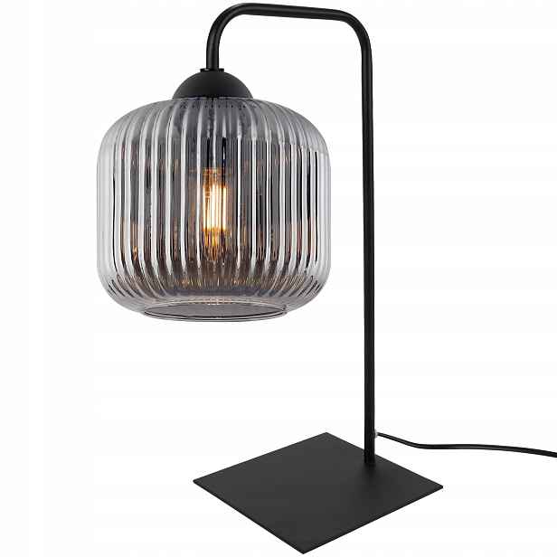 Stolní Lampa Noční Lampa Grafitová Do Ložnice Glamour Rýhované Sklo