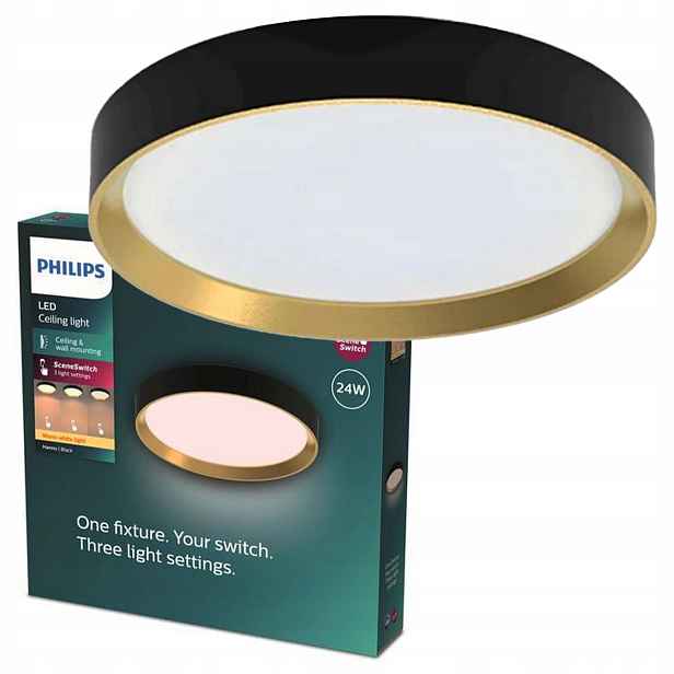 Stropní Svítidlo Stropní Svítidlo Led 24W 2700lm 2700K SceneSwitch Černá Hanno Philips