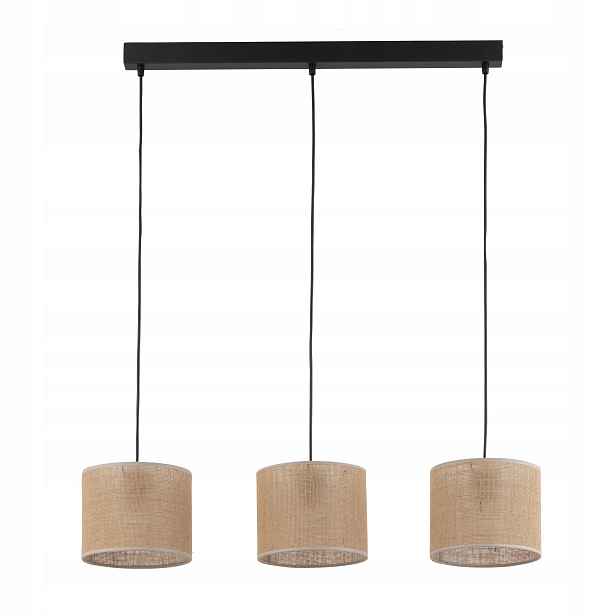 Závěsná lampa Juta Černá Hnědá Boho Stínidla 3xE27 Stropní lampa do obývacího pokoje Dům