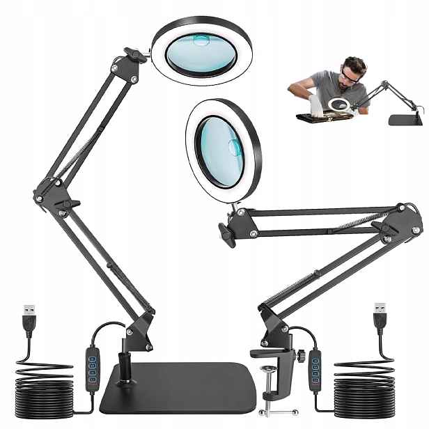 Led Lampa Kosmetická Lupa Sklo Zvětšovací Stolní Rýsovací Lampa