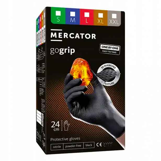 Nitrilové rukavice Mercator GoGrip One-by-one černé L 100 ks
