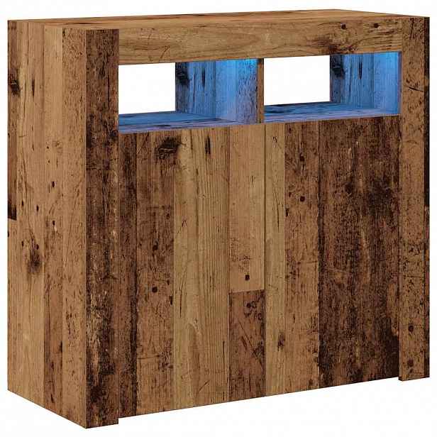 vidaXL Příborník s LED old wood 80 x 35 x 75 cm kompozitní dřevo