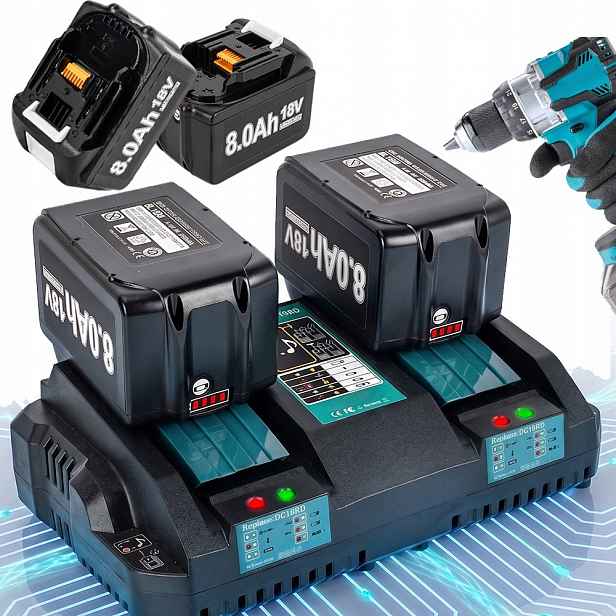 2ks Akumulátor Li-Ion pro Ma-kita 18V 8Ah pro nářadí nabíječka DC18RD