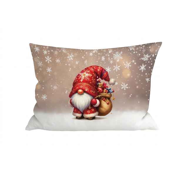 3D povlak na polštář z mikrovlákna SANTA GNOME 50x70 cm, červený