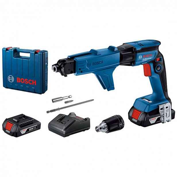 Bosch - 18V AKU sádrokartonářský šroubovák se zásobníkem, 2x aku 2,0 Ah Li-Ion, nabíječka 06019K7022