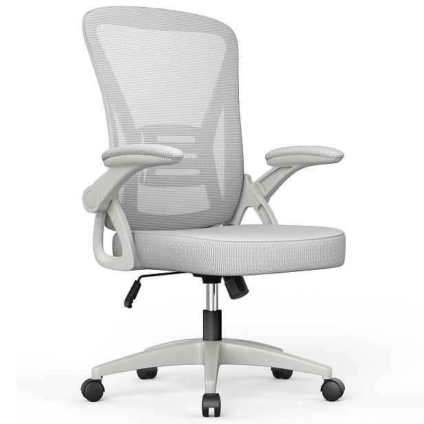 Otočné křeslo ergonomické šedé síťované s nastavitelnou opěrkou