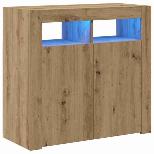 vidaXL Příborník s LED dub artisan 80 x 35 x 75 cm kompozitní dřevo