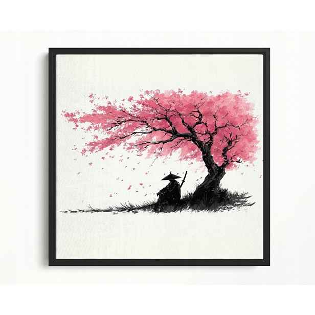 Obraz Rám Americký Box Grafika Asie Japonsko Višeň Sakura Samuraj 60x60
