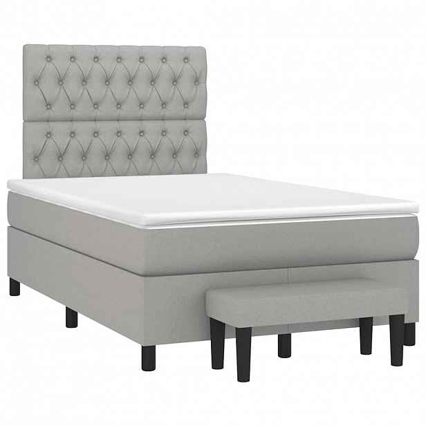 vidaXL Box spring postel s matrací světle šedá 120x190 cm textil
