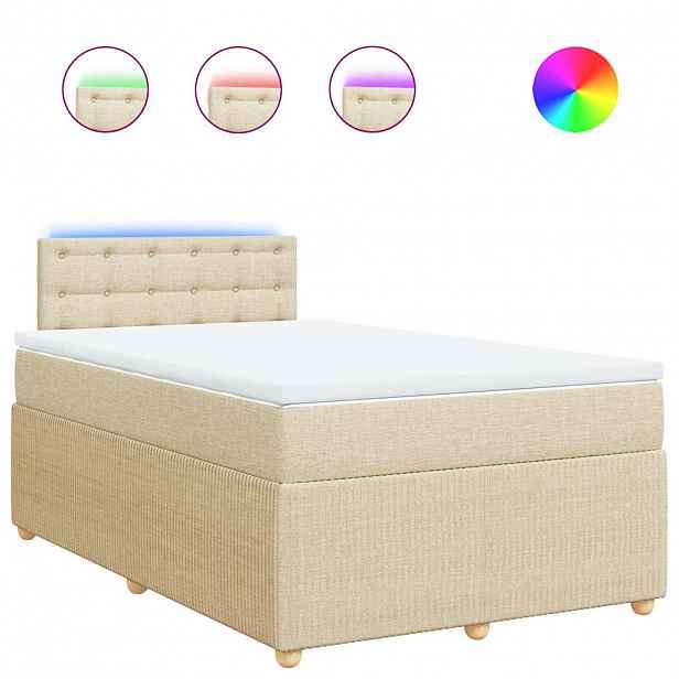 vidaXL Box spring postel s matrací krémová 120x190 cm textil