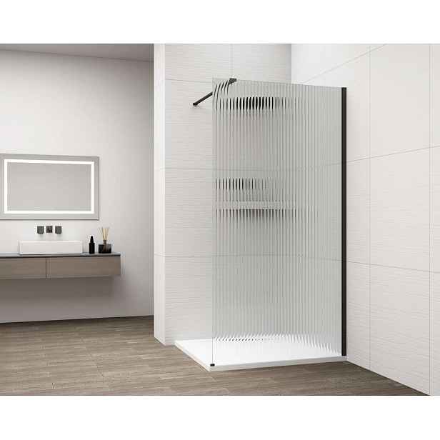 Polysan Esca - Sprchová stěna Walk-In 70x210 cm, Antidrop, sklo Flute/matná černá ES1370-02