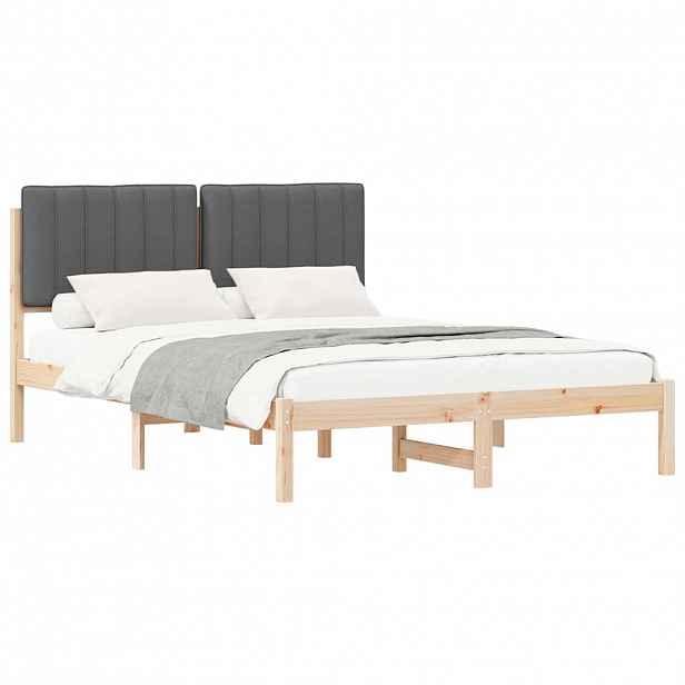 vidaXL Rám postele s čalouněným čelem Tmavě šedá 140 x 190 cm