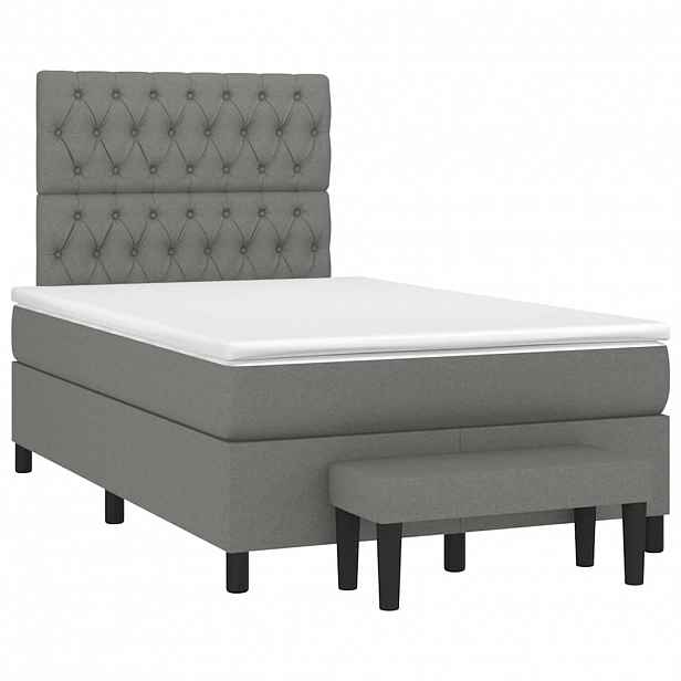 vidaXL Box spring postel s matrací tmavě šedá 120x190 cm textil