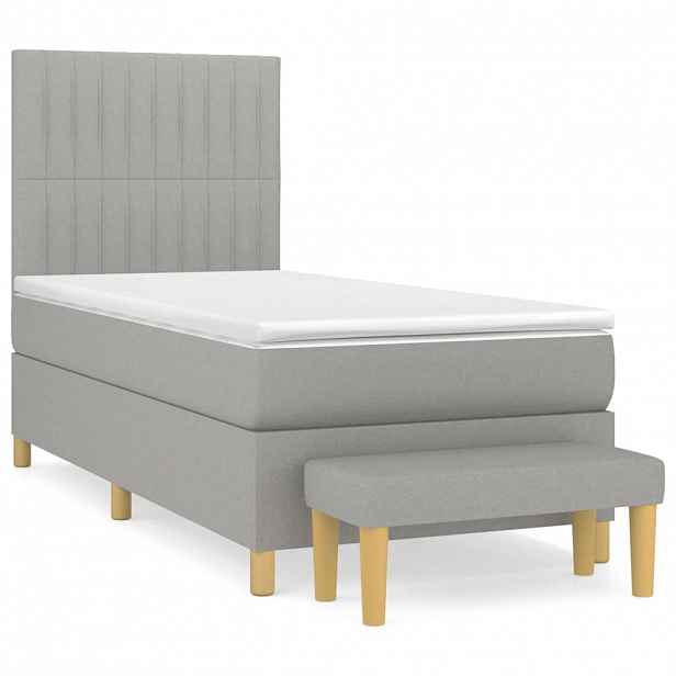 vidaXL Box spring postel s matrací světle šedá 90x190 cm textil