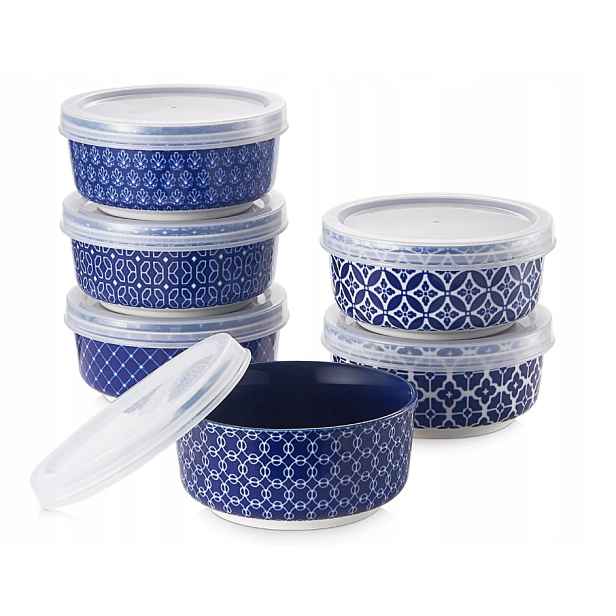 Dowan Porcelánové misky na dipy, 176 ml, sada 6 misek s víčkem
