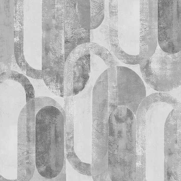 Šedá tapeta do pokoje geometrická podlouhlá elipsa art deco ozdobná tapeta