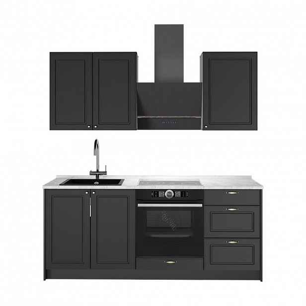 Vicco JEDNOTKOVÁ KUCHYNĚ Fame-Line, Anthrazit-Gold Landhaus/Antracit, 190 cm, PD Mramor