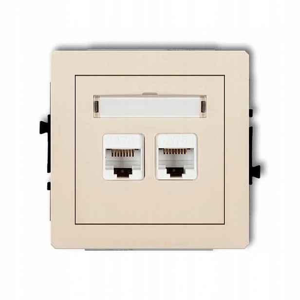 Dvojitá počítačová zásuvka RJ45 béžová 5e 1DGK-2 Deco Karlik