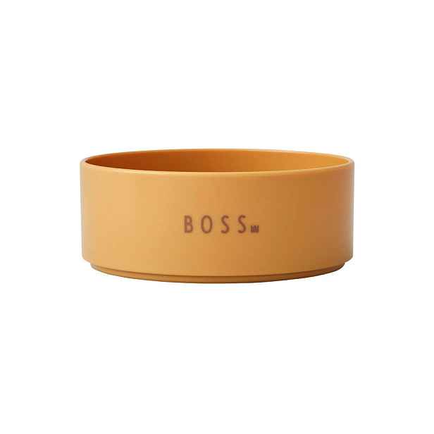 Hořčicově žlutá dětská miska Design Letters Mini Boss, ø 11 cm