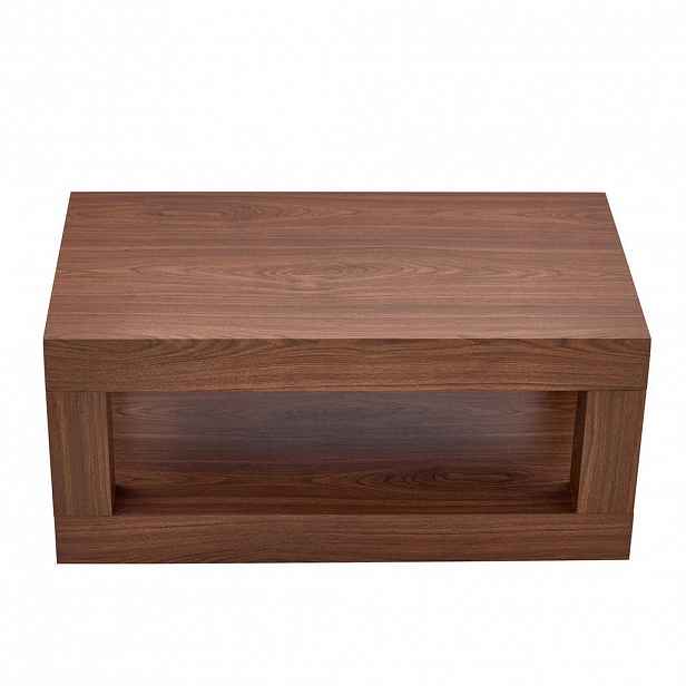 Modfu KONFERENČNÍ stolek z MDF 100x50x45 cm ořechová s úložnou policí a ochranou podlahy