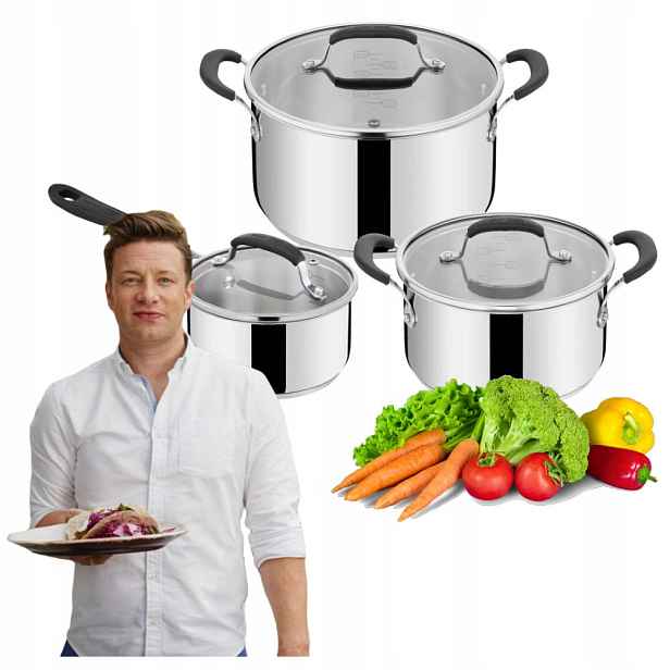 Sada Hrnců Tefal Jamie Oliver 6 Dílů 3 Velikosti 16/20/24 CM Indukce