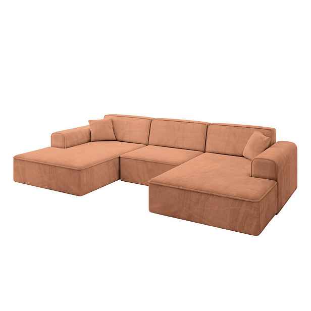 ALTDECOR SEDACÍ SOUPRAVA ve tvaru U IREA-U1-v3 301x165x77 Meruňková Velur