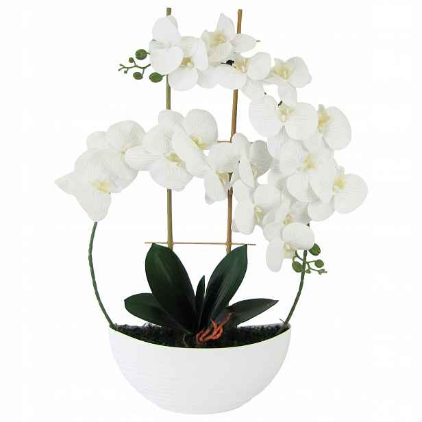 Orchidej Real Touch 60 cm, gumovaná v květináči Luna 2