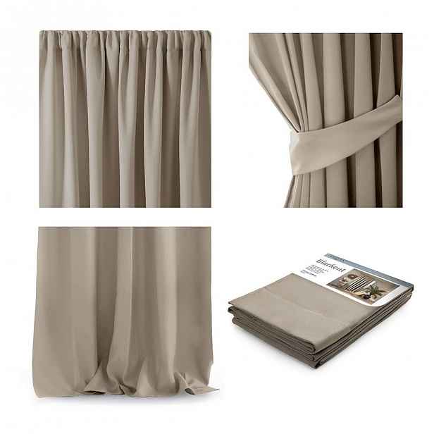 Béžový závěs AmeliaHome Pleat, 140 x 270 cm