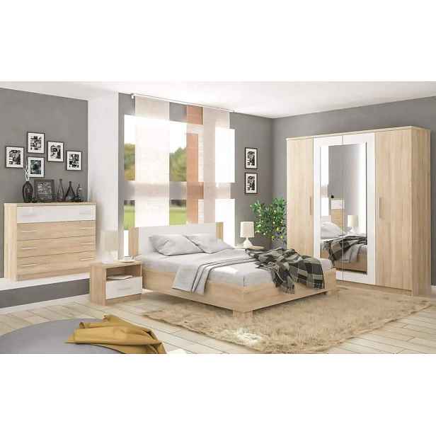 Casarredo Sestava do ložnice MARKOS dub sonoma/bílá (postel 160, 2x NS, komoda 4S, skříň 4D)