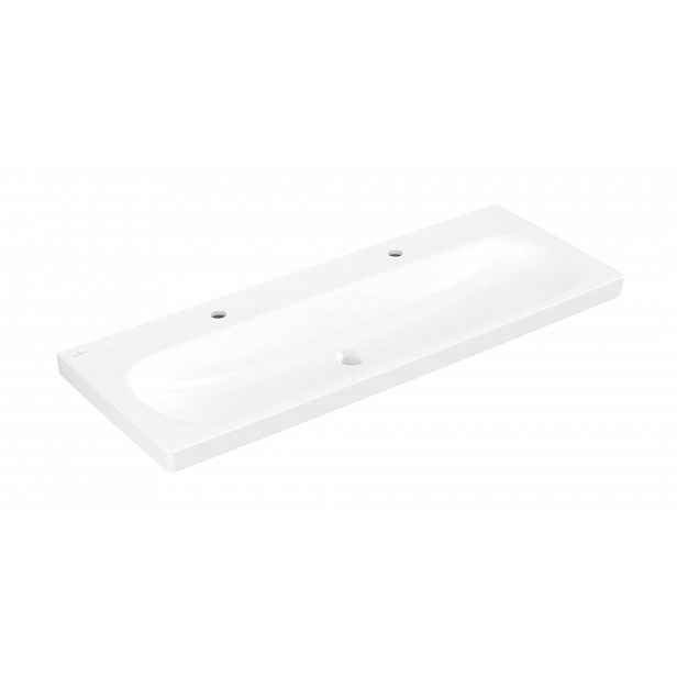 Villeroy & Boch Skyla - Umyvadlo 120x46 cm, bez přepadu, 2 otvory pro baterii, CeramicPlus, alpská bílá 5A51C2R1