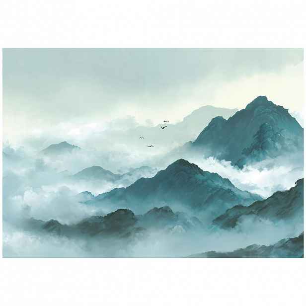 Wallarena FOTOTAPETA Hory Mlžná zelená 150x105 cm